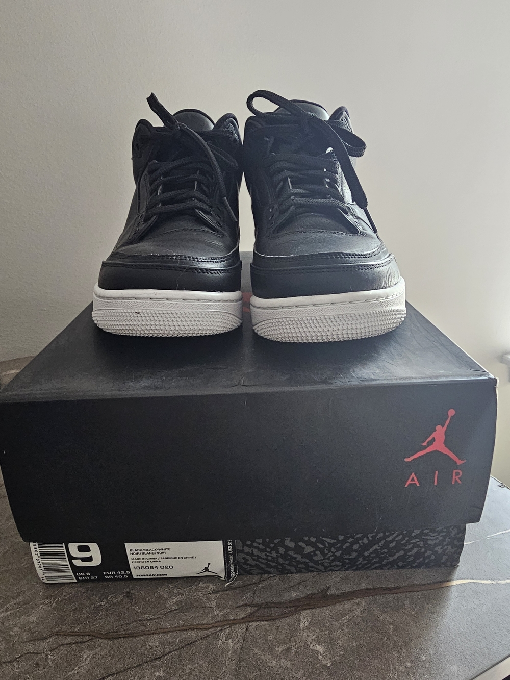 Jordan 3 Retro Black and White Low-Top Sneakers